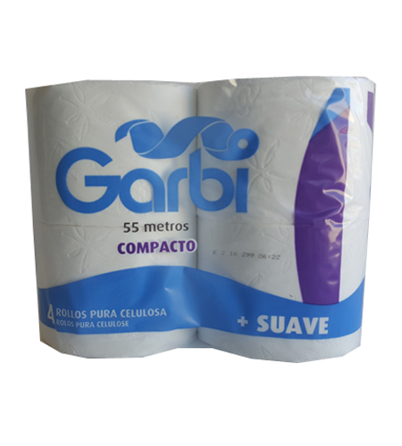 PAPEL HIGIENICO GARBI PURA CELULOSA 55 M (480 SERVICIOS). FARDO 56 ROLLOS